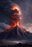 generativo ai illustrazione di un' vulcanico eruzione foto
