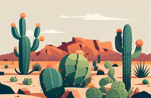 un' lotto di cactus nel il deserto. ai generato foto