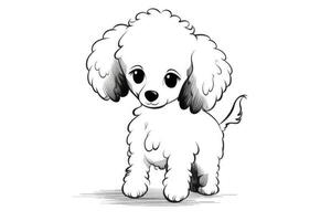 colorazione pagina schema di cartone animato carino poco cucciolo cane. illustrazione colorazione libro per bambini. generativo ai foto