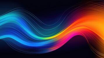moderno sfondo di arcobaleno gradienti e curve con fluido, liquido movimento con generativo ai foto
