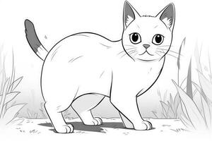 carino cartone animato gattino gatto delineato per colorazione libro isolato su un' bianca sfondo. generativo ai foto