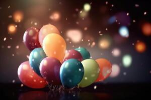 un' festivo sfondo con colorato palloncini creato con generativo ai tecnologia. foto