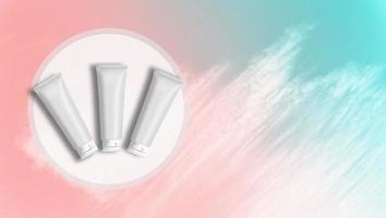 bianca Flip superiore tubi finto su design con semplice sfondo per cosmetico foto