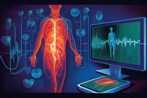 un' nuovo digitale Salute soluzione applicato per il trattamento e monitoraggio di ipertensione e cuore. ai generato foto