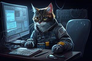 pirata gatto Lavorando lavoro professione illustrazione. ai generato foto