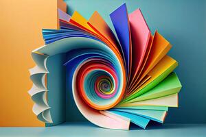 libri nel un' colorato vortice. colorato flusso libro linea. realistico volume onda. generativo ai foto