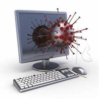 computer il malware su bianca sfondo generativo ai foto