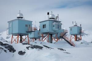 Antartide scienza stazione ghiacciato Immagine generativo ai foto