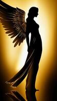 generativo ai illustrazione di un' bellissimo angelo silhouette su luminosa sfondo foto