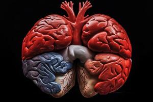 un' cuore sagomato miscela di un' umano cuore e cervello. foto