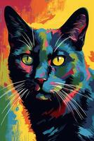 stilizzato colorato grafico illustrazione di gatto con generativo ai foto