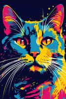stilizzato colorato grafico illustrazione di gatto con generativo ai foto