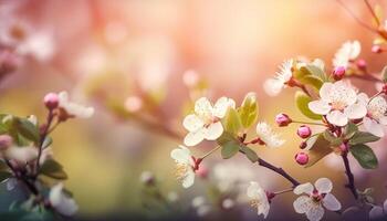 natura sfondo con primavera fioritura fiori. generativo ai foto