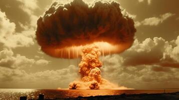 il apocalisse scatenato massiccio nucleare bomba esplosione. generativo ai foto