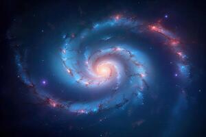 generativo ai illustrazione di un' fantasia galassia nel blu colore foto