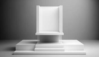 realistico 3d bianca tema podio per Prodotto Schermo. ai generato foto