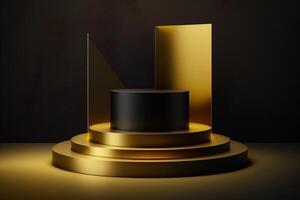 realistico 3d lusso e d'oro podio per Prodotto Schermo. ai generato foto