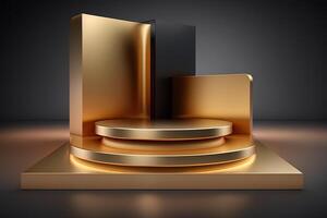 realistico 3d lusso e d'oro podio per Prodotto Schermo. ai generato foto