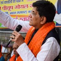 nuovo delhi, India - marzo 27 2023 - piyush goyal Consiglio dei ministri ministro e nucleo membro di bhratiya janata festa bjp durante un' rally nel supporto di bjp candidato avanti di mcd Locale corpo elezioni 2022 foto