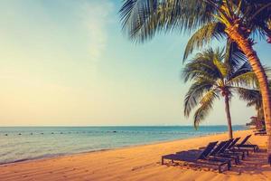 bellissima spiaggia e mare con palme foto