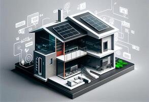 moderno inteligente casa sistemi di inteligente edificio , il inteligente casa è isolato sfondo. creare ai foto