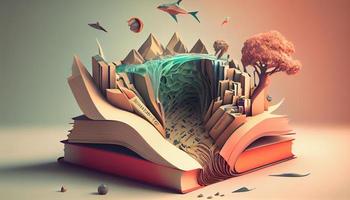 libri immaginazione, 3d illustrazione. creare ai. foto