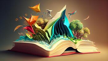 libri immaginazione, 3d illustrazione. creare ai. foto