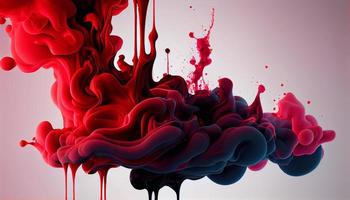 astratto rosso colorato inchiostro spruzzo nel acqua sfondo. creare ai. foto