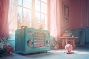 retrò Radio nel rosa camera. creare ai foto