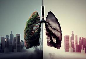 polmone malattia dae fumo , aria inquinamento. creare ai. foto