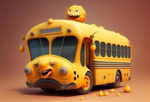 divertente e carino scuola autobus illustrazione. creare ai. foto