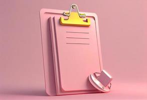 3d appunti su rosa sfondo. creare ai. foto