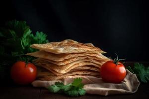 caldo pane lavash. creare ai foto