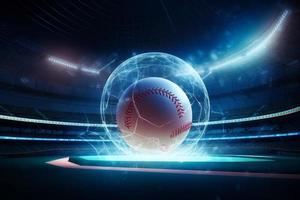 baseball palla nel neon protezione. creare ai foto