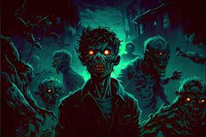 generativo ai illustrazione di il fatto quello il zombie erano naturalmente bioluminescente fatto il tesori di loro stranamente bellissimo a notte foto
