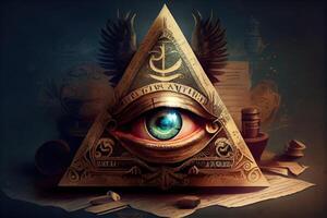 generativo ai illustrazione di storia e segreti di illuminati concetto foto