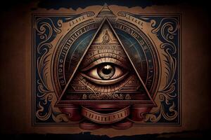 generativo ai illustrazione di storia e segreti di illuminati concetto foto