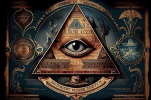 generativo ai illustrazione di storia e segreti di illuminati concetto foto