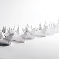 carta barca principale gruppo di bianca carta boates - 3d illustrazione. generativo ai foto