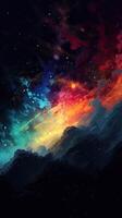 astratto esterno spazio infinito nebulosa galassia sfondo. grande Visualizza di un' colorato buio nebulosa nel spazio. cosmico sfondo con luminosa splendente stelle, galassie, e un' in profondità universo. generativo ai foto