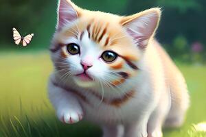 carino paffuto gatto, generativo ai foto