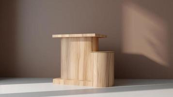 di legno podio per Prodotto presentazione nel moderno interno. 3d interpretazione foto