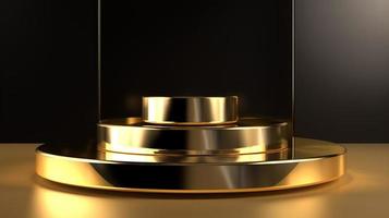 astratto nero sfondo con oro podio per Prodotto presentazione. 3d rendere foto