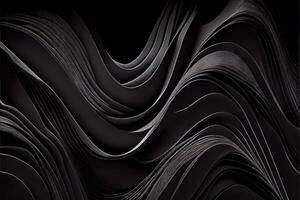 generativo ai illustrazione di nero ondulato astratto strato come panorama sfondo, guadagno e metallo foto