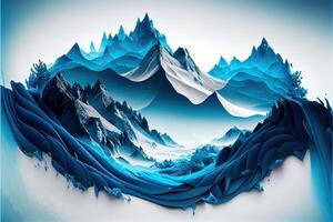 generativo ai illustrazione di astratto inverno ghiaccio montagna paesaggio con diverso occhiali da sole di blu foto