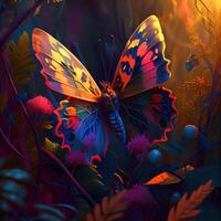 colorato foresta farfalle - ai generato foto