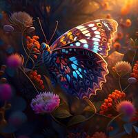 colorato foresta farfalle - ai generato foto
