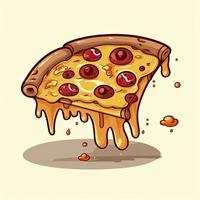 Pizza fetta fuso cartone animato icona illustrazione cibo oggetto icona concetto isolato, generat ai foto