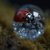 un' sfera fatto di minuscolo pergamena macro coccinelle, macro fotografia, generat ai foto