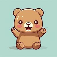 carino orsacchiotto orso agitando mano cartone animato icona illustrazione, generat ai foto